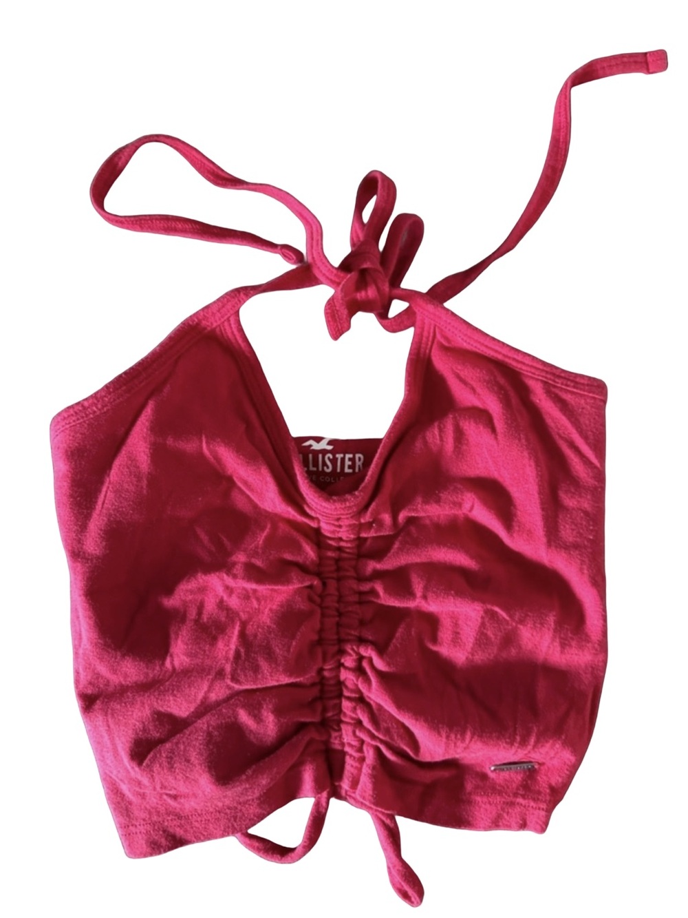 Hollister Hot Pink Ruched Halter Crop Top